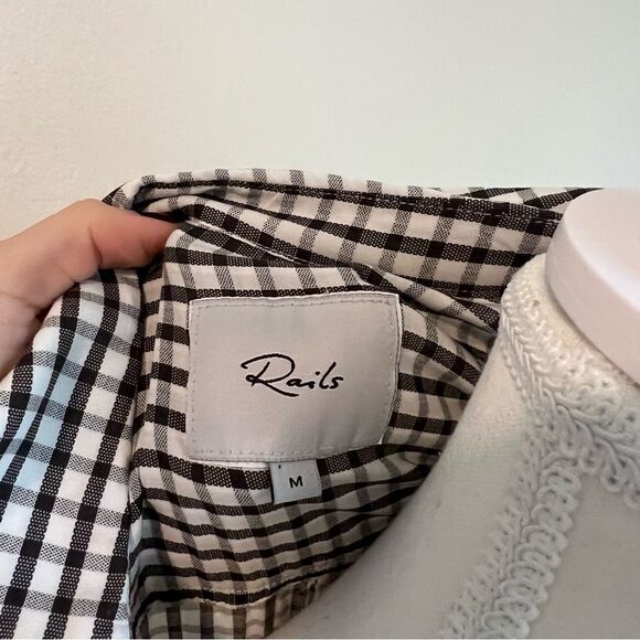 RAILS Josephine Gingham Button Down Shirt Black White Size Medium - Picture 8 of 13